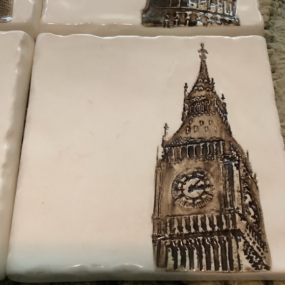RARE 4 RESTORATION HARDWARE ARCHITECTURAL LANDMARKS BAR DRINK CERAMIC COASTERS - Picture 6 of 8